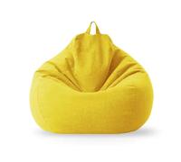 KUNYOS Canapé Pouf rempli de 70cm avec Remplissage, Grand Pouf Paresseux en Coton et Lin, Chaise de Chambre à Coucher, Puf, canapé de détente(Yellow-70cm)