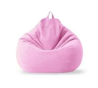 KUNYOS Canapé Pouf rempli de 70cm avec Remplissage, Grand Pouf Paresseux en Coton et Lin, Chaise de Chambre à Coucher, Puf, canapé de détente(Cherry pink-70cm)