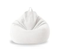 KUNYOS Canapé Pouf rempli de 70cm avec Remplissage, Grand Pouf Paresseux en Coton et Lin, Chaise de Chambre à Coucher, Puf, canapé de détente(Beige white-70cm)
