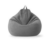 KUNYOS Canapé Pouf rempli de 70cm avec Remplissage, Grand Pouf Paresseux en Coton et Lin, Chaise de Chambre à Coucher, Puf, canapé de détente(Dark grey-70cm)