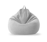 KUNYOS Canapé Pouf rempli de 70cm avec Remplissage, Grand Pouf Paresseux en Coton et Lin, Chaise de Chambre à Coucher, Puf, canapé de détente(Light grey-70cm)