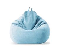 KUNYOS Canapé Pouf rempli de 70cm avec Remplissage, Grand Pouf Paresseux en Coton et Lin, Chaise de Chambre à Coucher, Puf, canapé de détente(Ice blue-70cm)
