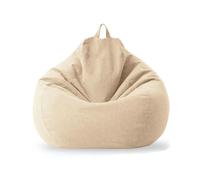 KUNYOS Canapé Pouf rempli de 70cm avec Remplissage, Grand Pouf Paresseux en Coton et Lin, Chaise de Chambre à Coucher, Puf, canapé de détente(Light khaki-70cm)