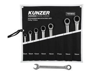 KUNZER 7RRM08 Kit de clés à fourche et polygonale à cliquet