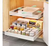 KUOGAS 2er Pack Tiroir Coulissant de Cuisine, Tiroir Coulissant 4-fach verstellbar, Organizer de Placard de Cuisine et Tiroir (blanc (2 Pièces) 32 À 48 Cm de Large, 42 À 58 Cm de Profondeur)