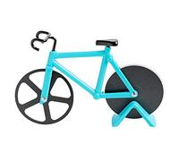 KUONIIY Couteau à Pizza en Forme de Vélo, Roulettes à Pizza, Roues Antiadhésives en Acier Inoxydable, avec Cadre Fixe, (Bleu Ciel, 19 cm * 12 cm * 4 cm)