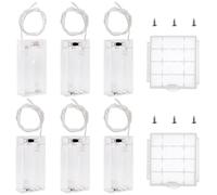 KUOQIY 6 Pièces Supports de Piles 2 x 1.5V AA, 3V Support de Batterie Coque avec Câbles On/Off et Couvercle, avec Batterie Boîte de Rangement Vis et Tournevis, Transparent