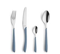 Kuppels Prisma Set de Couverts en Acier Inoxydable Poli, Couverts 24 pièces, pour 6 Personnes, Manches en Bleu Denim, Inoxydable, Lavable au Lave-Vaisselle