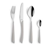 Kuppels Service de Couverts à Prisme en Acier Inoxydable Poli, Couverts 24 pièces, pour 6 Personnes, Manches en Plastique de Haute qualité en Gris Clair, Inoxydable, Lavable au Lave-Vaisselle