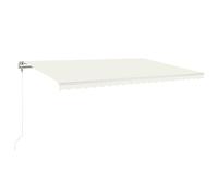 KUPTYERFG Auvent automatique rétractable 500 x 350 cm - Store électrique à bras articulé avec moteur et télécommande, manivelle, protection solaire pour terrasse et balcon, blanc crème