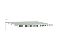 KUPTYERFG Auvent électrique extensible - 4,5 x 3 m - Avec bras articulé - Vert/blanc - Store enrouleur motorisé avec télécommande et manivelle - Store mural pour terrasse et jardin