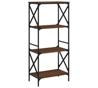 KUPTYERFG Bibliothèque à 4 étages - Chêne marron - 59 x 35 x 132 cm - Étagère sur pied avec cadre en métal pour salon et bureau - Étagère de rangement au design industriel en bois