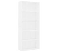 KUPTYERFG Bibliothèque blanche - 80 x 30 x 189 cm - En bois - Étagère sur pied avec 5 compartiments pour salon et bureau - Étagère haute ouverte pour livres et décoration