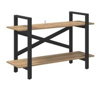 KUPTYERFG Bibliothèque en bois - 100 x 33,5 x 64 cm - Design industriel - Avec 2 niveaux - Cadre en métal solide - Pour salon, bureau, loft, chêne artisanal