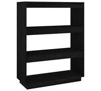 KUPTYERFG Bibliothèque en bois de pin massif - Noir - 80 x 35 x 103 cm - Séparateur de pièce flexible et étagère en bois pour salon, couloir et bureau - Étagère ouverte