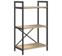KUPTYERFG Bibliothèque en chêne Sonoma - 56 x 34 x 96 cm - Étagère sur pied avec 3 niveaux - Design industriel stable - Étagère de bureau Loft en bois et cadre en acier pour salon, bureau et bureau à