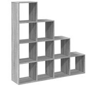 KUPTYERFG Bibliothèque, séparateur de pièce avec 10 compartiments, étagère d'escalier en bois pour salon, bureau et couloir, étagère sur pied, gris sonoma, 131,5 x 29 x 131,5 cm