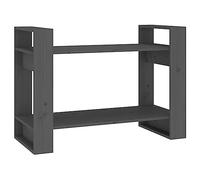 KUPTYERFG Bibliothèque, séparateur de pièce, gris, 80 x 35 x 56,5 cm, étagère sur pied en pin massif, petite étagère en bois pour salon, couloir et bureau, étagère de rangement ouverte avec