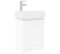 KUPTYERFG Ensemble de meubles de salle de bain blanc 45,5 cm avec lavabo en | Montage mural compact pour les petites salles de bains ou WC d'invités : comprend une vasque, un mitigeur et une garniture de
