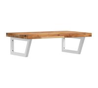 KUPTYERFG Étagère de lavabo - Montage mural - En acacia - 100 x 50 cm | Élégante console de lavabo en bois d'acacia massif et acier blanc pour votre salle de bain. Montage flexible de l'évier