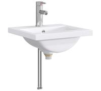 KUPTYERFG Lavabo de salle de bain en métal avec robinet chromé 42 x 40 cm | Lavabo à main solide en métal avec bonde de vidage pour salles de bains modernes et WC d'invités. Résistant à la chaleur.