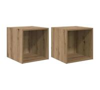 KUPTYERFG Lot de 2 armoires murales en chêne Artisan - 37 x 37 x 37 cm | Deux étagères suspendues carrées pour le salon et le couloir, offrent un espace de rangement flexible avec un aspect bois