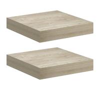 KUPTYERFG Lot de 2 étagères murales flottantes en MDF décor chêne 23 x 23,5 cm