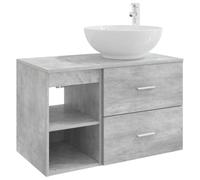 KUPTYERFG Lot de 2 meubles de salle de bain - Montage mural - Gris béton | Meuble de salle de bain peu encombrant avec lavabo et armoire pour la salle de bain moderne. Foret inclus pour un montage