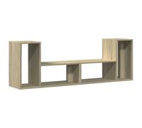 KUPTYERFG Lot de 2 meubles TV en chêne Sonoma 75 x 30 x 50 cm | Meuble TV polyvalent avec 4 compartiments ouverts pour le salon et la chambre à coucher. Idéale comme bibliothèque.