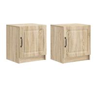 KUPTYERFG Lot de 2 tables de chevet en chêne Sonoma 43 x 34,5 x 47 cm | Avec porte pivotante et poignée noire, la commode d'appoint de style vintage offre un grand espace de rangement pour la