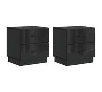 KUPTYERFG Lot de 2 tables de chevet noires - 43 x 34,5 x 44,5 cm - En bois | Table d'appoint polyvalente Duo pour chambre à coucher et chambre d'amis, avec tiroirs spacieux pour plus d'ordre.