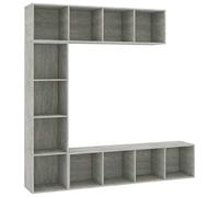 KUPTYERFG Lot de 3 meubles de salon gris béton - Meuble TV moderne et bibliothèque en bois pour salon, mur de salon avec armoire suspendue et 12 compartiments, 180 x 30 x 180 cm