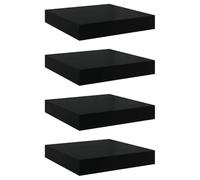 KUPTYERFG Lot de 4 étagères flottantes Noir brillant 23 x 23,5 x 3,8 cm | Étagères murales carrées élégantes pour le salon ou la chambre à coucher pour présenter des décorations et des livres.