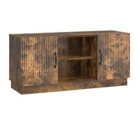 KUPTYERFG Meuble TV bas en chêne fumé 102 x 34,5 x 47 cm | Meuble TV élégant avec portes pivotantes et étagère pour salon, chambre à coucher ou bureau. Offre un espace de rangement