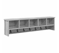 KUPTYERFG Panneau porte-manteau mural gris Sonoma 100 x 16 x 26 cm | Étagère murale peu encombrante pour le couloir et l'entrée avec crochets solides et étagères en bois robuste.