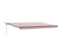 KUPTYERFG Store électrique à bras articulé avec télécommande, 450 x 350 cm, avec cadre et capteur de lumière du vent, store à cassette rétractable pour terrasse, balcon et jardin, rouge et blanc