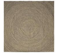 KUPTYERFG Tapis carré en jute noir naturel 240 x 240 cm | Tapis moderne en fibre naturelle fait à la main pour chambre à coucher et salle à manger, facile d'entretien et résistant.