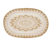 KUPTYERFG Tapis ovale en jute - 205 x 305 cm - Motif floral - Blanc naturel | Tapis de couloir fait à la main en jute naturelle avec dessous antidérapant pour salon et couloir. Élégant décor floral.