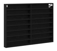 KUPTYERFG Vitrine murale noire aspect chêne 100 x 8,5 x 75 cm | Armoire suspendue peu encombrante avec 16 compartiments pour le salon, le bureau ou le couloir pour une présentation élégante
