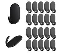 KuqitsBai Lot de 20 crochets autocollants en plastique - Sans perçage - Porte-serviettes - Crochets à outils - Antirouille - Pour toilettes, bureau, salle de bain, cuisine - Résistants (noir)