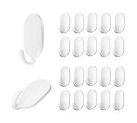 KuqitsBai Lot de 20 crochets autocollants en plastique - Sans perçage - Porte-serviettes - Crochets à outils - Antirouille - Pour toilettes, bureau, salle de bain, cuisine - Résistants (blanc)
