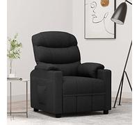 KUREOVDG Fauteuil relax en tissu noir, 3 positions, manuel | Assise rembourrée, accoudoirs larges, cadre en bois et métal, fauteuil TV stable