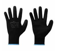 KUREOVDG Lot de 12 gants de travail noirs taille 9/L, gants de travail en polyester respirant pour atelier, jardin et garage, antistatiques avec surface lisse pour plus de confort