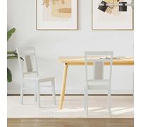 KUREOVDG Lot de 2 chaises de salle à manger vintage blanches, assise rembourrée en bois d'hévéa massif, surface laquée, cadre stable pour salle à manger, cuisine, bureau