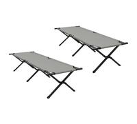KUREOVDG Lot de 2 lits de camping pliants gris 193 x 69 x 45 cm avec cadre en acier et tissu Oxford, lit de camp pliable pour l'extérieur, montage facile sans outils