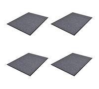 KUREOVDG Lot de 4 paillassons en PVC gris 90 x 60 cm avec dos antidérapant, paillasson flexible pour l'intérieur et l'extérieur, facile à nettoyer avec un aspirateur