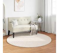 KUREOVDG Tapis rond en polyester crème Ø 120 cm pour l'intérieur et le | Antidérapant, lavable en machine, adapté au chauffage au sol, design moderne, polyvalent