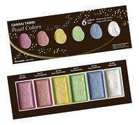 Kuretake GANSAI TAMBI (Pearl colors) Set de aquarelle peinture, Lot de 6 couleurs, pour les artistes professionnels, Non toxique, fabriqué au Japon