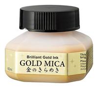 Kuretake Gold MICA Ink 60ml, for dip Pen, Brush, Artist, Non Toxic Paints, Metallic, Ideal for Illustration, Lettering, Drawing, Writing, outlining on Bright and Dark Colored Papers, Made in Japan