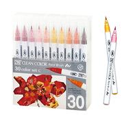 Kuretake ZIG Clean Color Lot de 30 pinceaux de couleur C, pointes de pinceau flexibles, stylos aquarelle pour peinture, dessin, calligraphie et lettrage au pinceau pour artistes, fabriqué au Japon